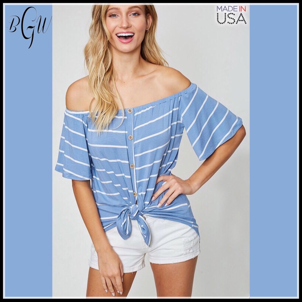 🆕Gorgeous Off Shoulder Front Tie Top